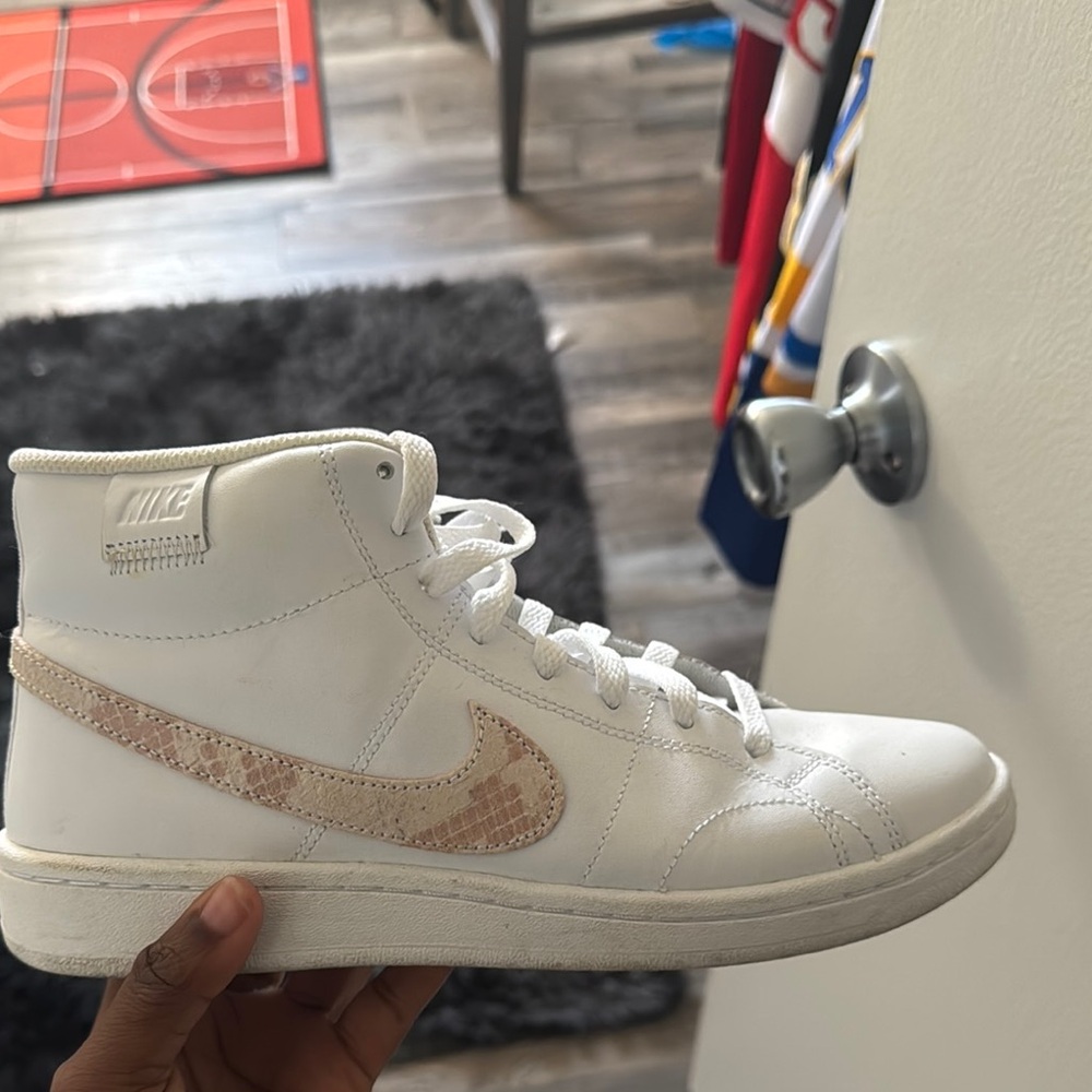 Nike White and Beige High-Top Sneakers